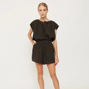 Naif Olive Green Linen Eden Shorts | M